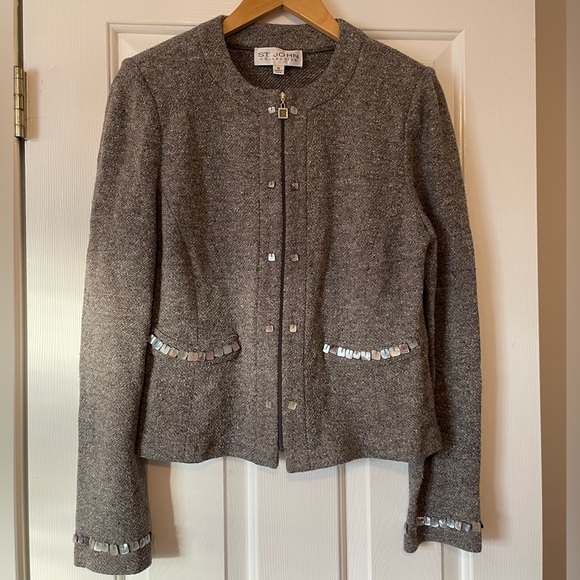 St. John Jackets & Blazers - St. John Collection Tweed Embellished Beaded Jacket